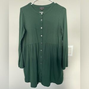 J.Jill Women Wearever Collection Tunic Dress Solid Green Long Sleeve Knit Small
